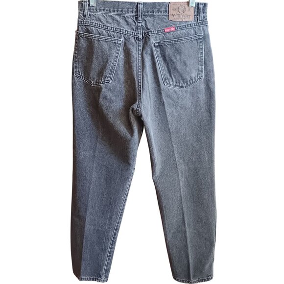 30x31 Vintage Black Fade Rocker Jeans Wrangler 1990's Straight MADE IN USA - Picture 2 of 8